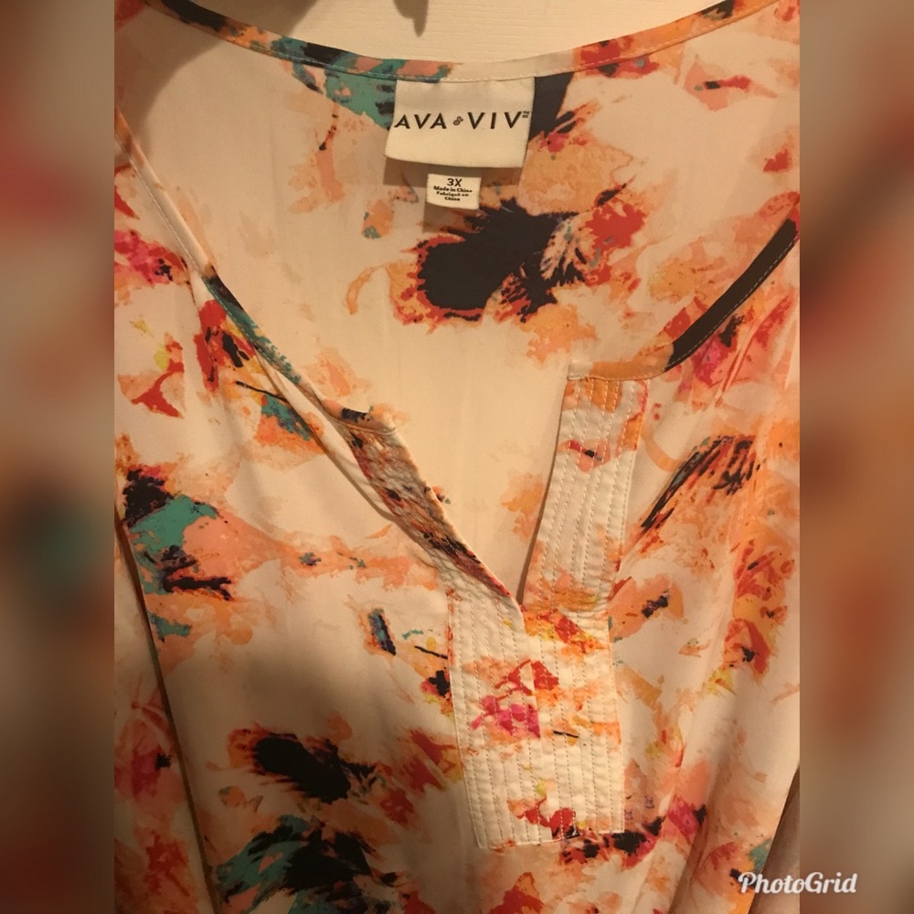 Plus Size Ava Viv 3x Chiffon Blouse - Picture 2 of 2